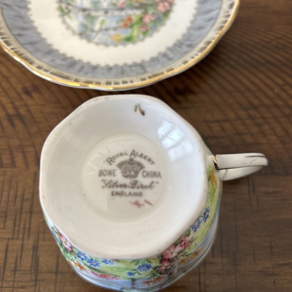 Royal Albert tea cup and saucer set - Silver Birch - Picture 3 of 3